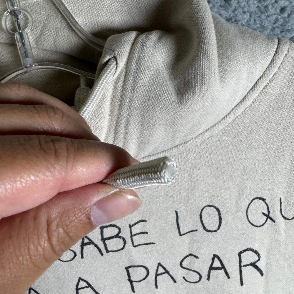 Bad Bunny Nadie Sabe Lo Que Va A Pasar Mañana Hoodie Beige Large Smart Blanks - Picture 7 of 9